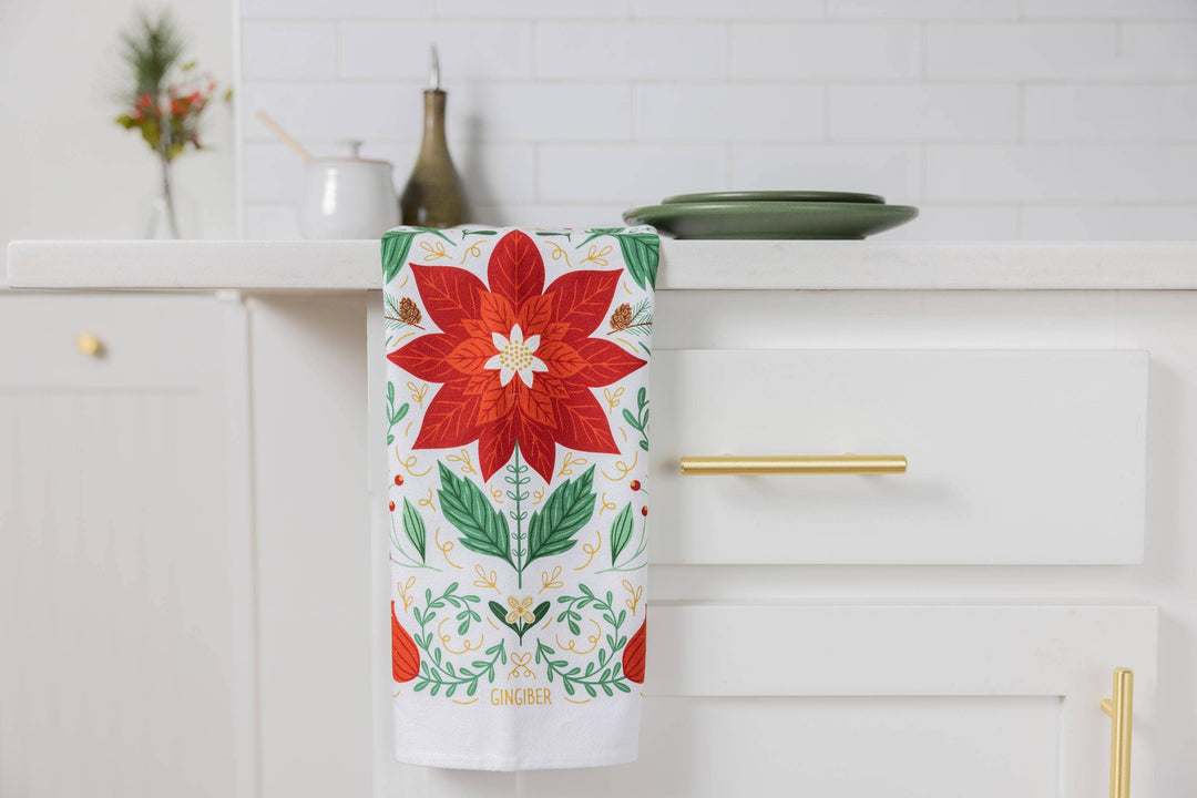 Christmas Poinsettia Tea Towel