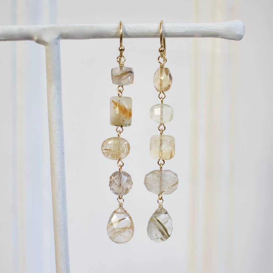 3" Mismatched Earrings in Champagne & Gold