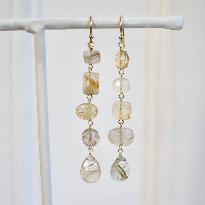 3" Mismatched Earrings in Champagne & Gold