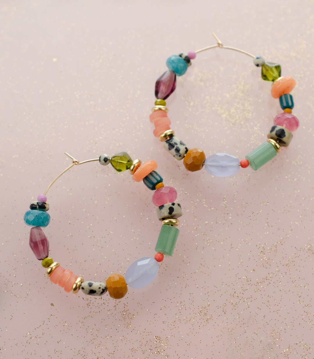 Colorful and Bright Beaded Hoops