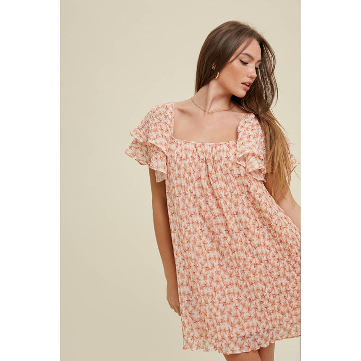 Floral Pleated Mini Dress