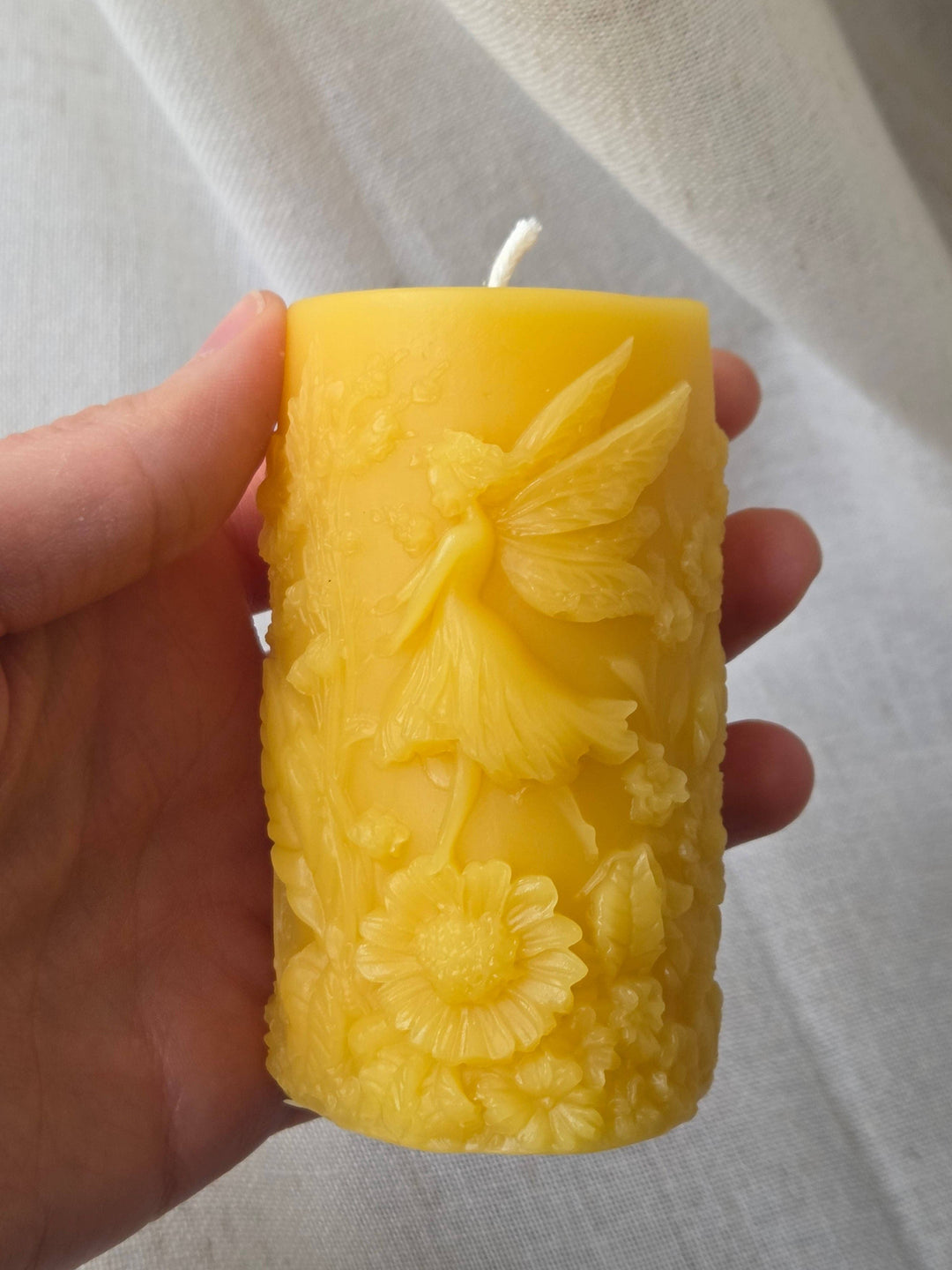 Garden Fairy Pillar Beeswax Candle