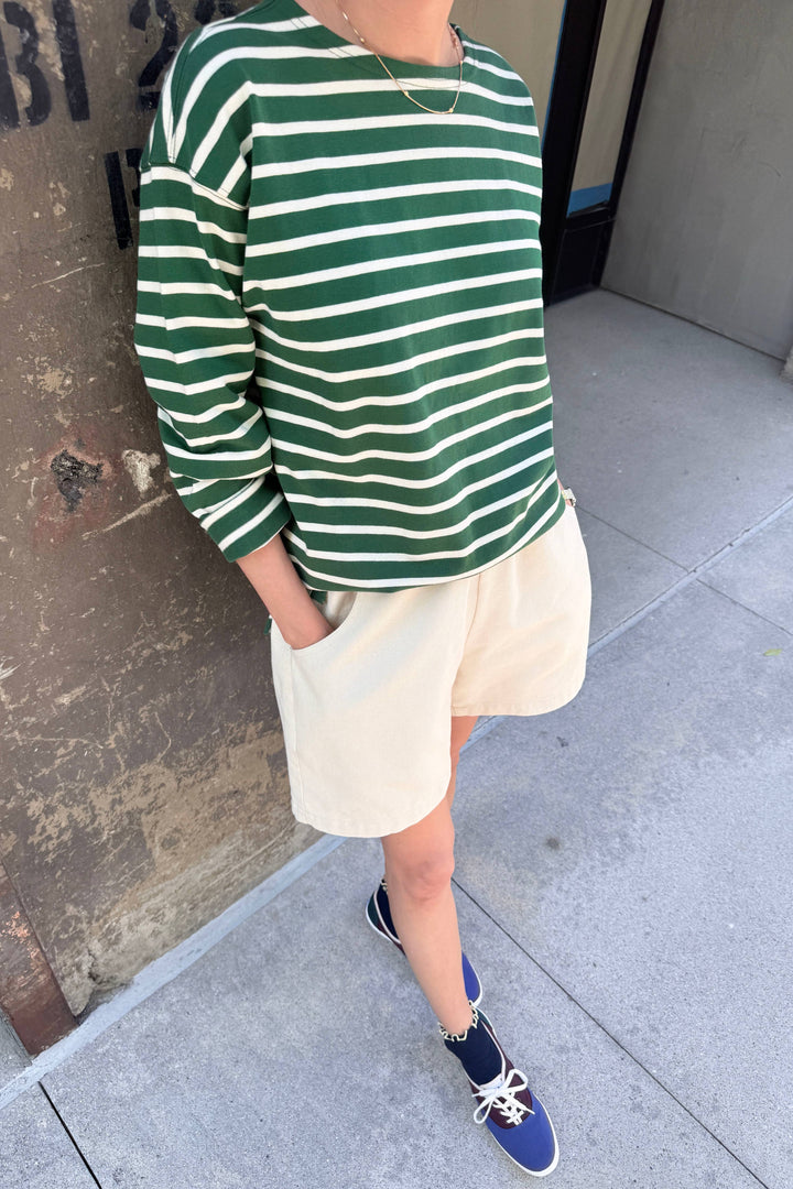 Marseille Top, White Stripe on Pine