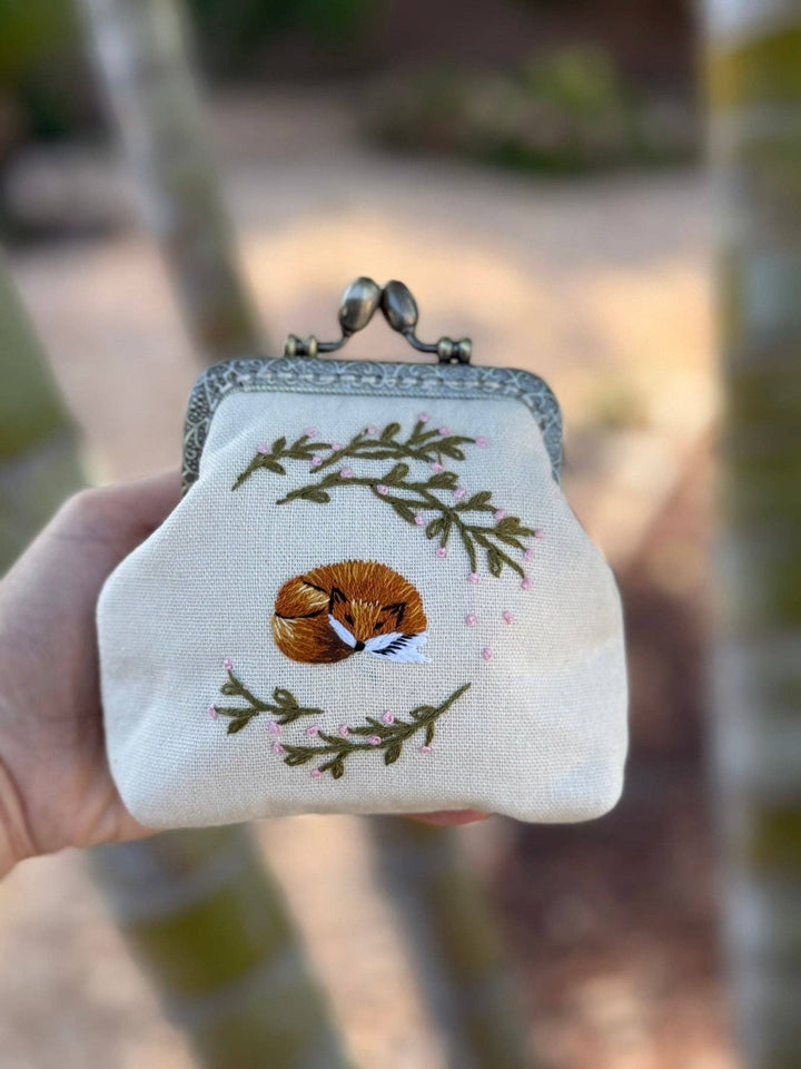 Fox Embroidered Coin Purse  ✅