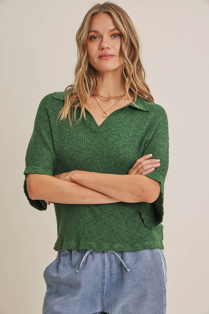Easy Layering Favorite Relaxed Dolman Sweater in Hunter Green