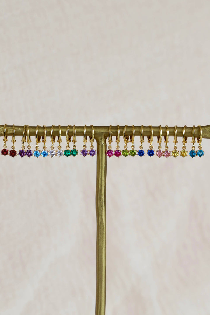 Round Birthstone Huggies