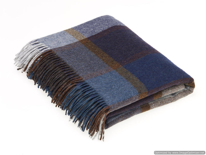 Pateley Check, Merino Lambswool Throw, Made in England: Damson
