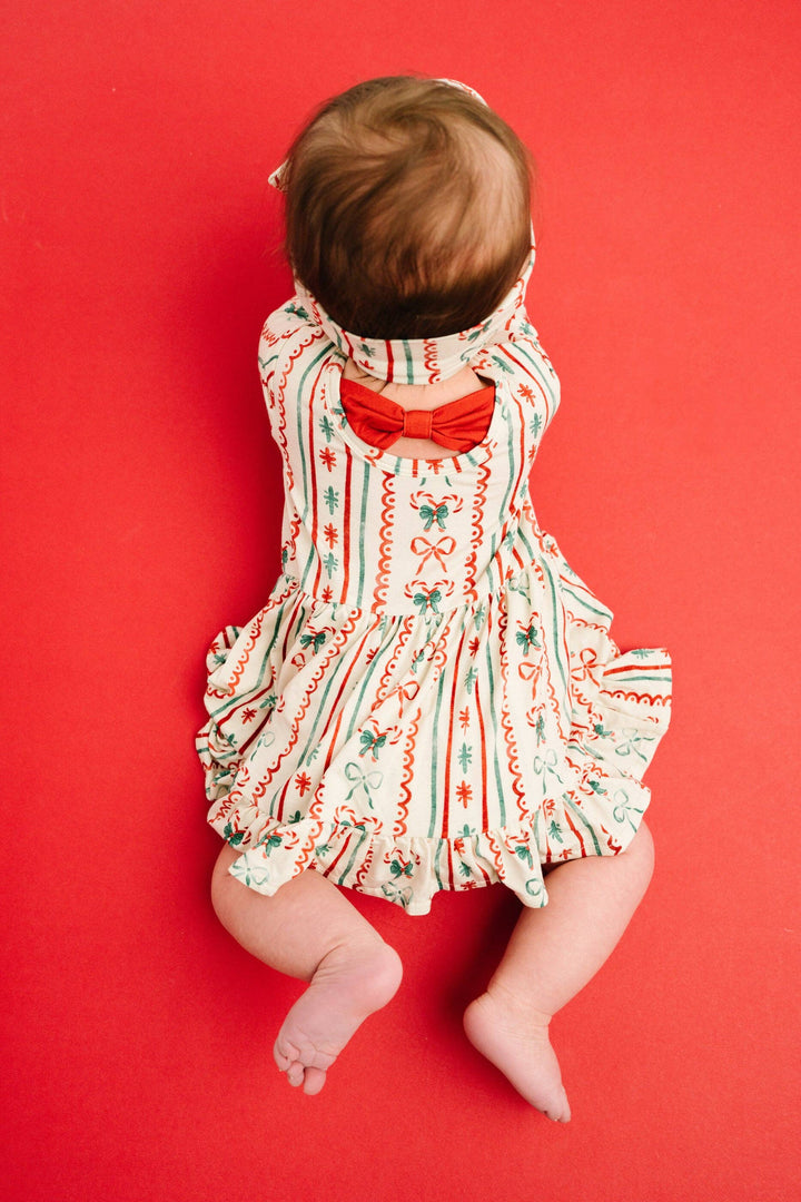 Christmas Bow Long Sleeve Dress