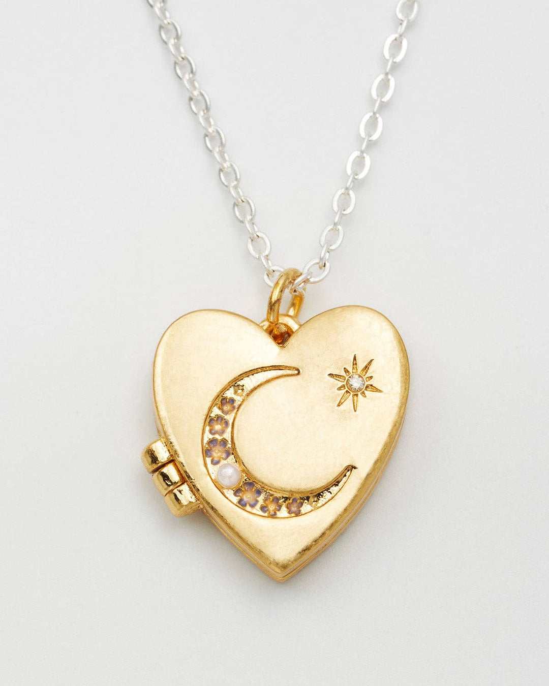 Selene Moon Periwinkle Locket Necklace