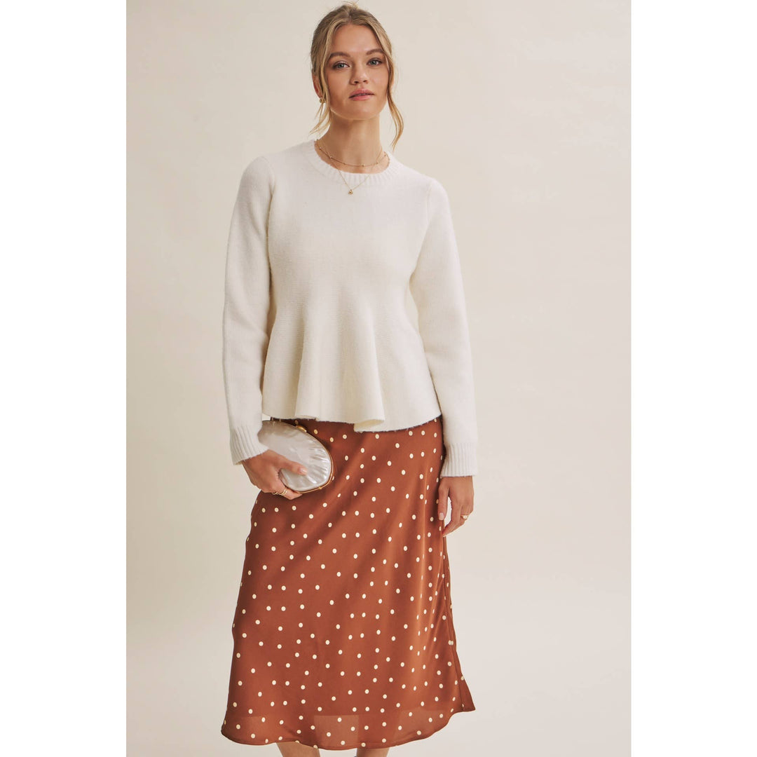 Satin Polka Dot Midi Skirt