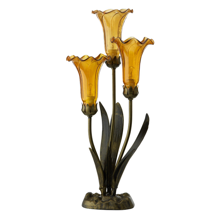 Lily Shaped Table Lamp in Amber