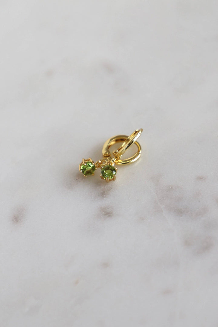 Round Birthstone Huggies
