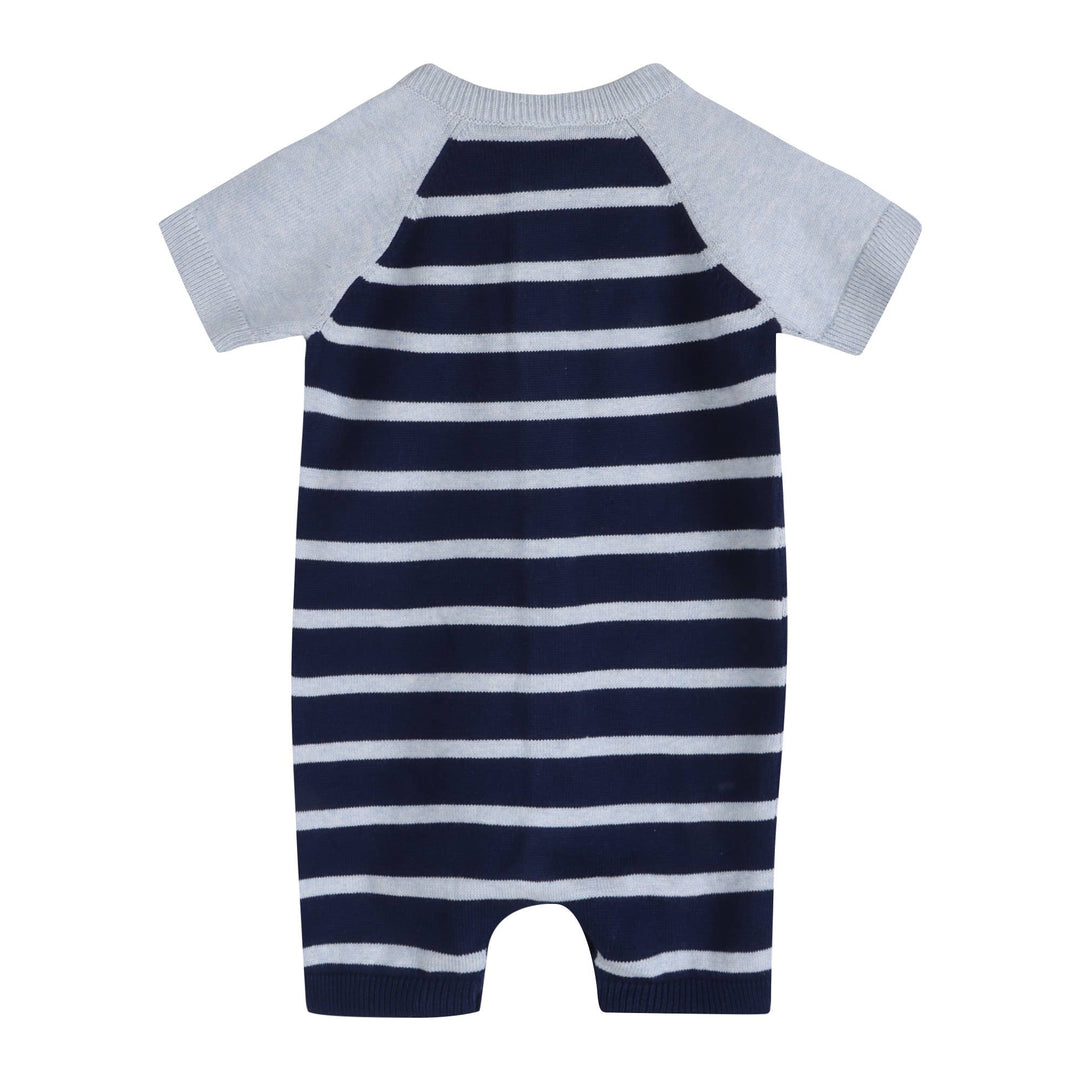 Nautical Stripe Embroidered Baby Romper