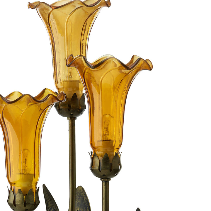 Lily Shaped Table Lamp in Amber