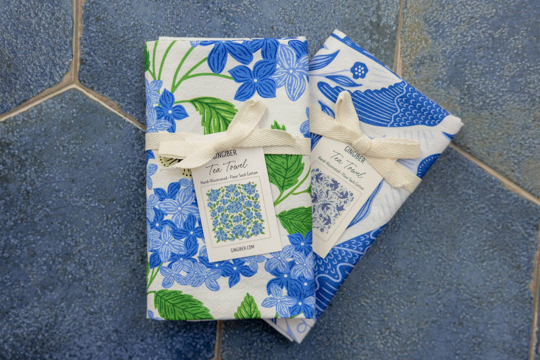 Blue Hydrangeas Tea Towel
