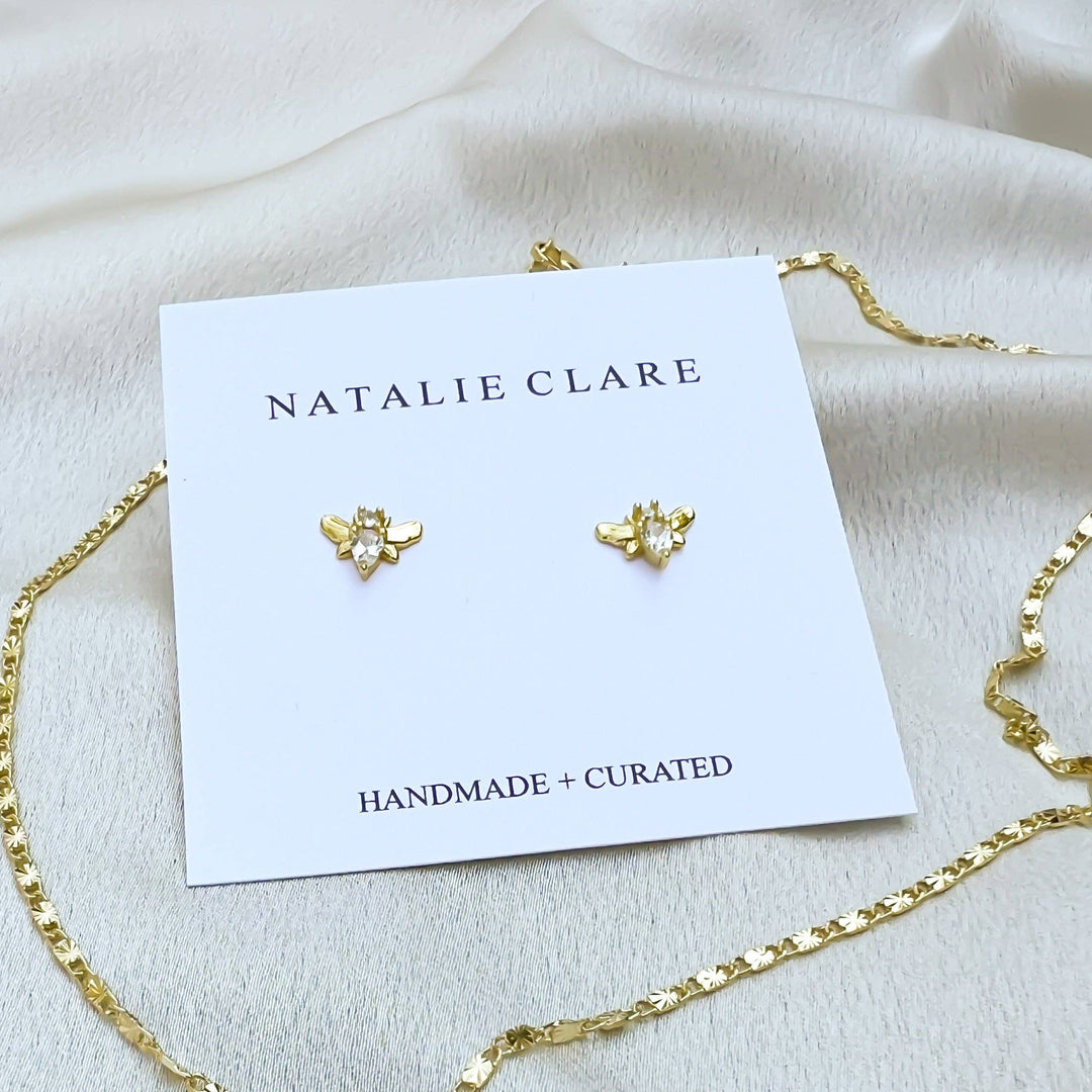 Sparkling Bee Stud Earrings