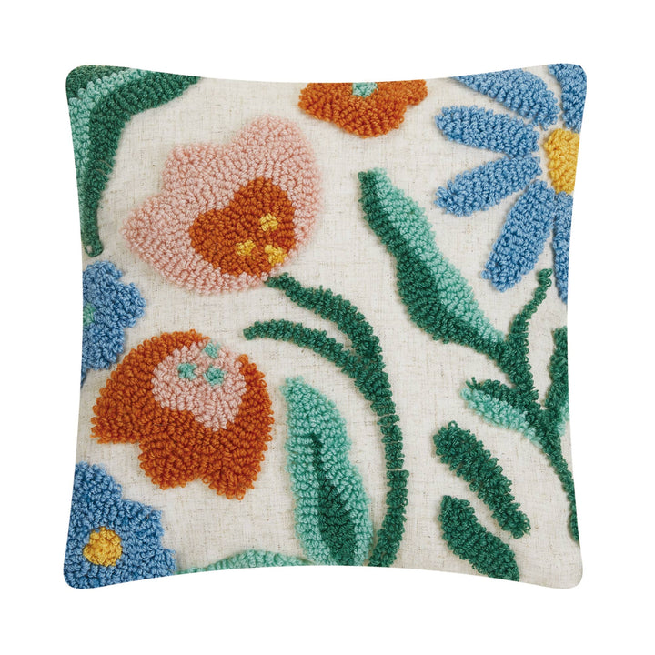 Rainbow Florals Tufted Pillow