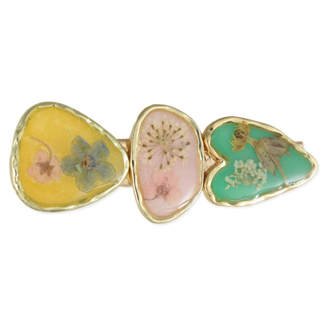 Bright Pastel Dried Flower Barrette