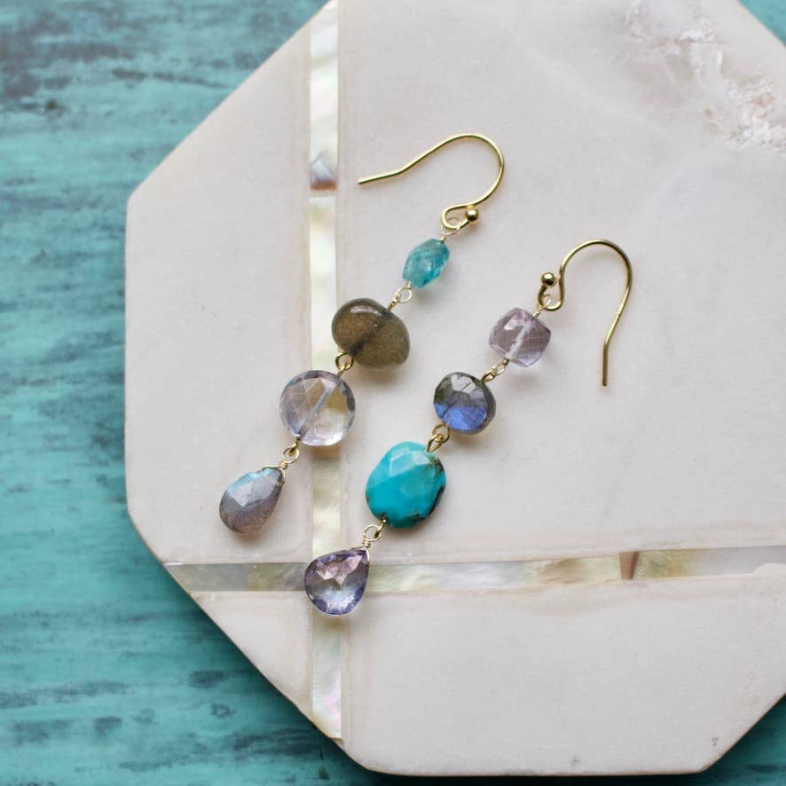 Semi-Precious Mismatched Earrings in Carnelain/Pink
