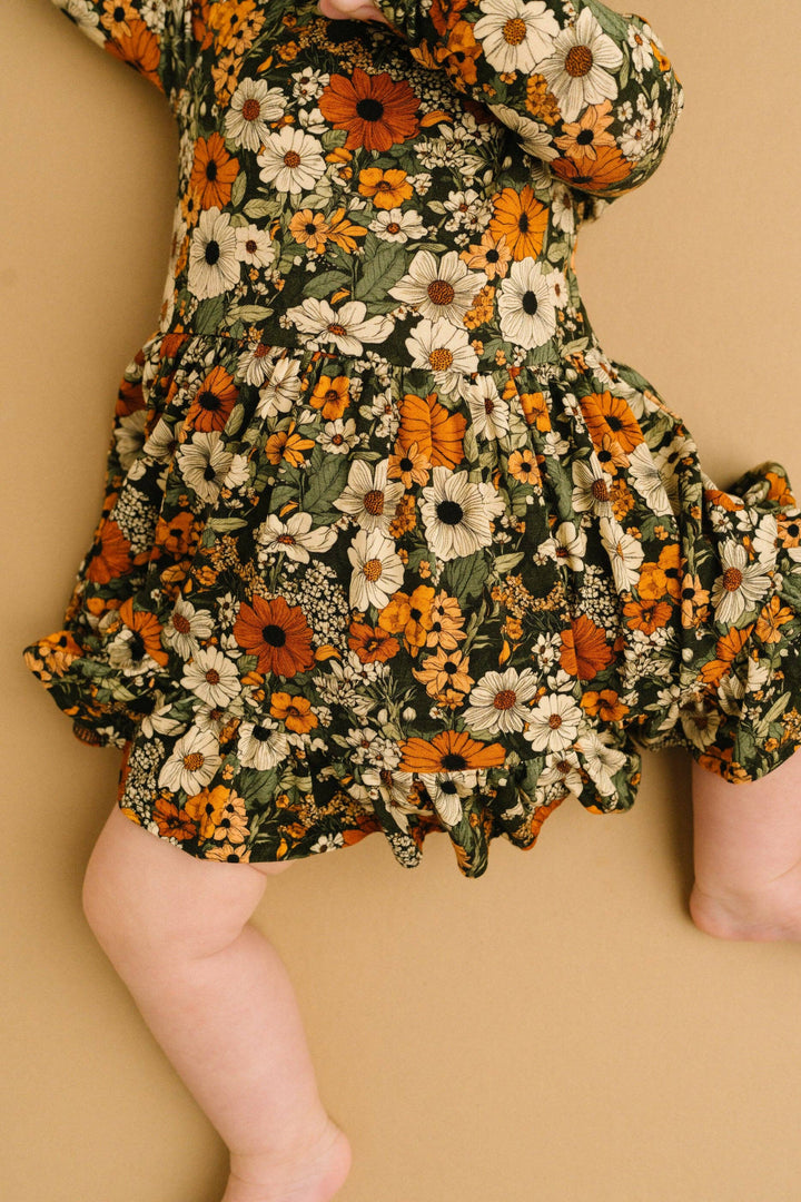 Rustic Blooms Long Sleeve Bodysuit Bambo Dress