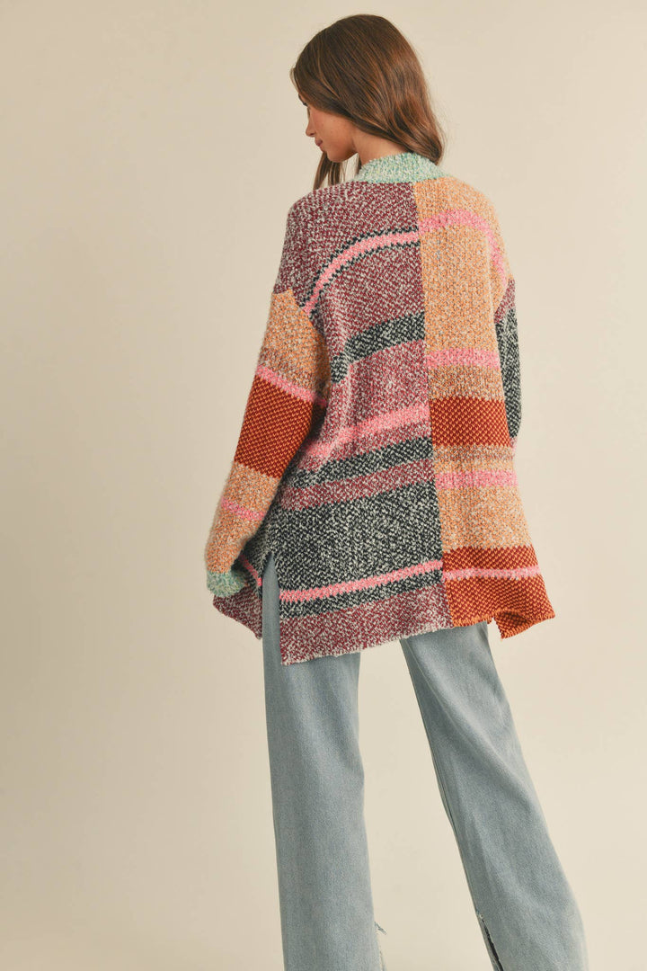 Oversized Color Block Cardigan in 2 Colors
