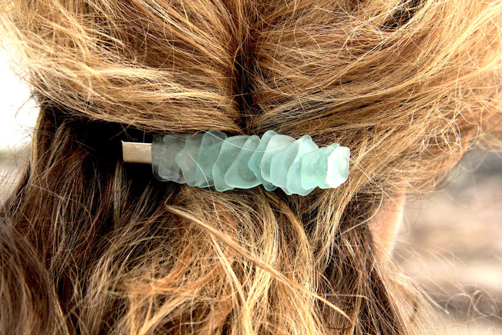 Silver Sea Glass Hair Clip