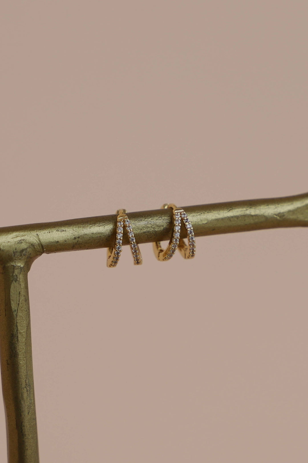 Double CZ Huggie Hoops in Gold