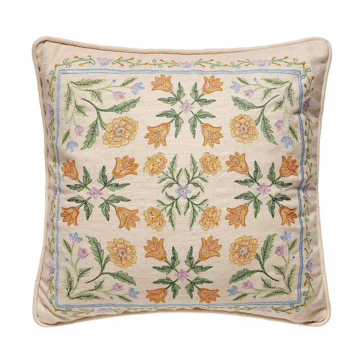 Orange/Lavender Mughal Embroidered Pillow