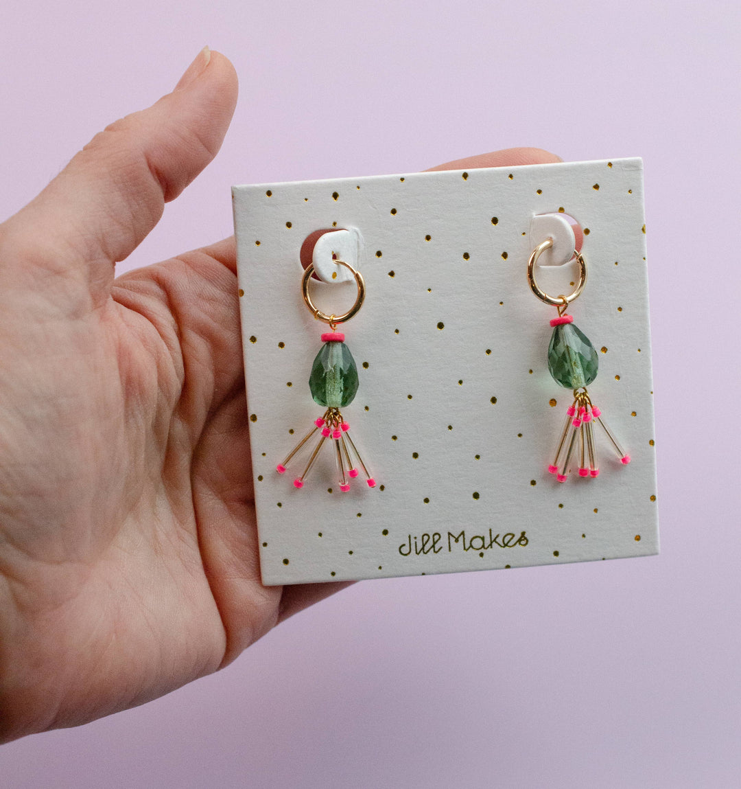 Mirage Hot Pink and Green Fringe Earrings
