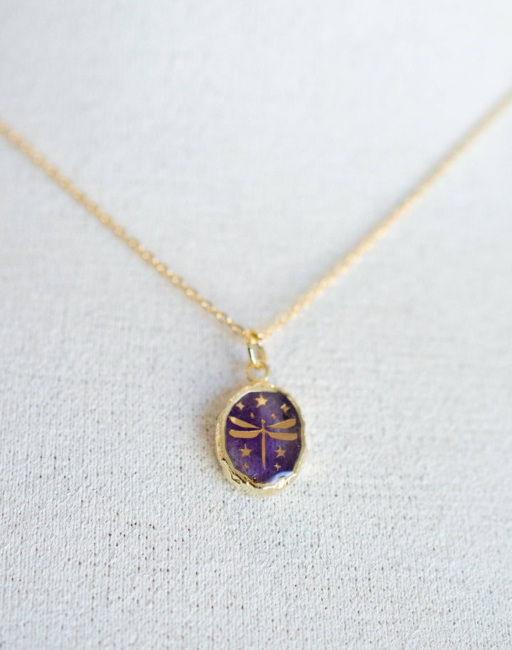 Amethyst Dragonfly Necklace