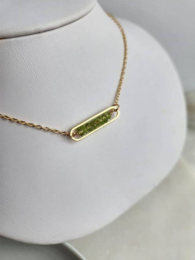Peridot Gold Peapod Necklace
