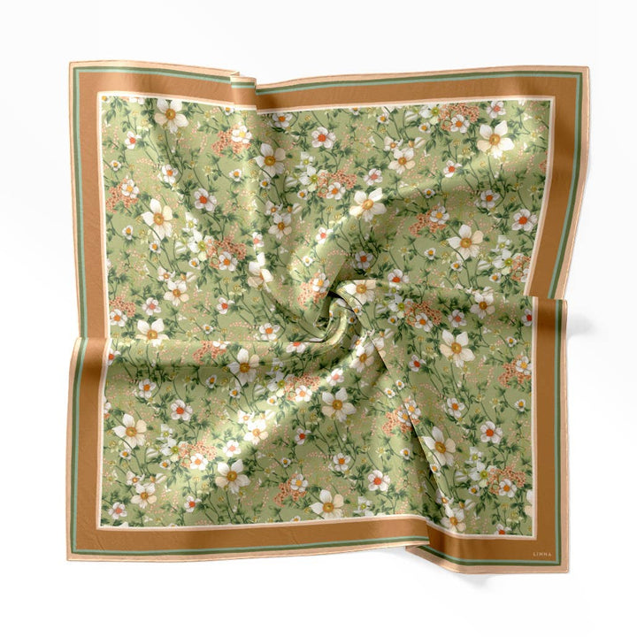 Anemone Green Silk Cotton Scarf