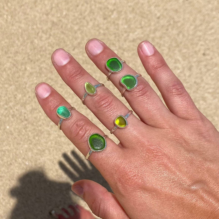Green Sea Glass Ring (Gold or Silver)