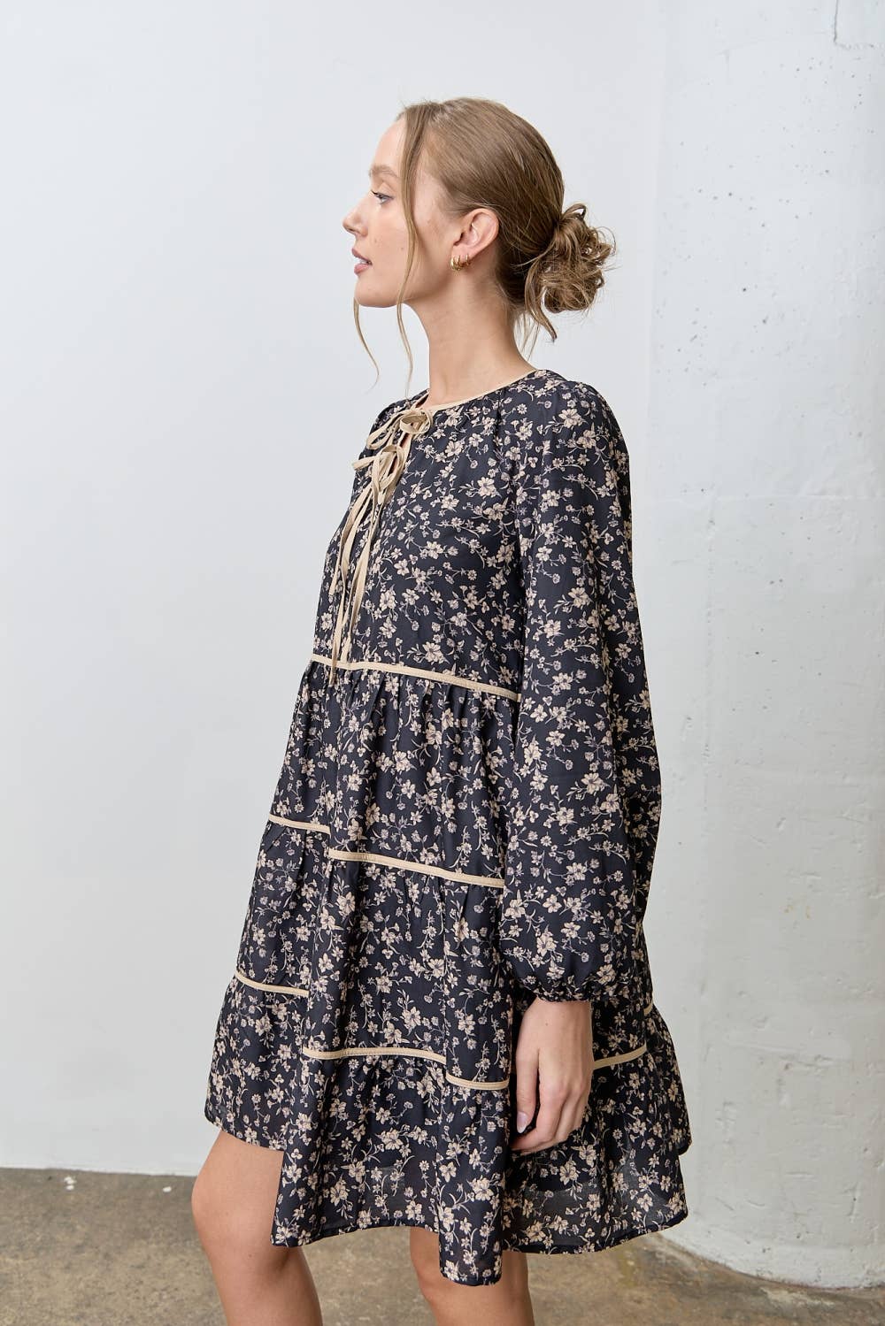 Floral Long Sleeve Mini Dress
