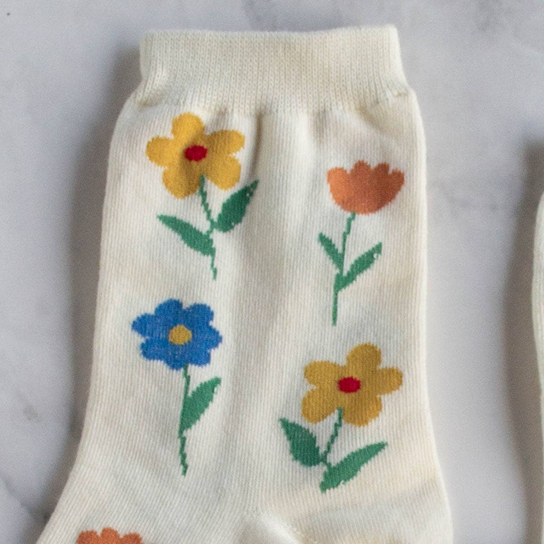 Favorite Flower Casual Socks in Cream | Tiepology