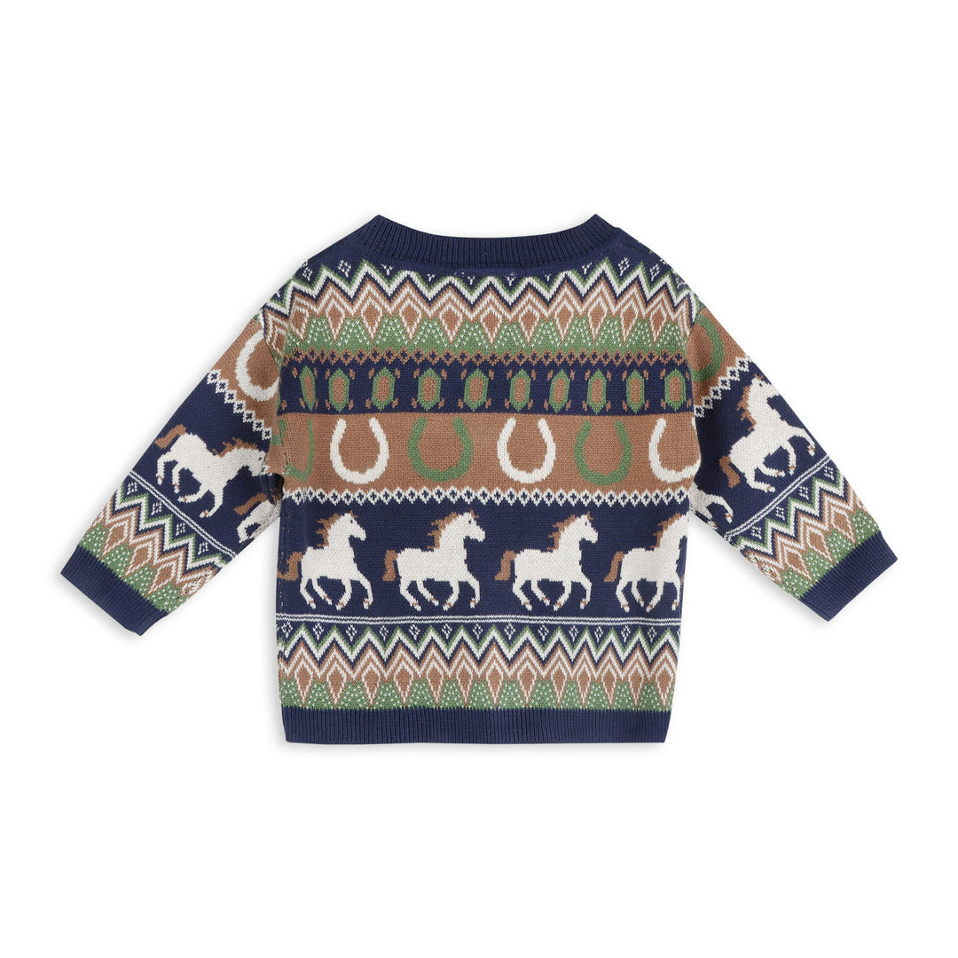 Western Jacquard Knit Baby Cardigan