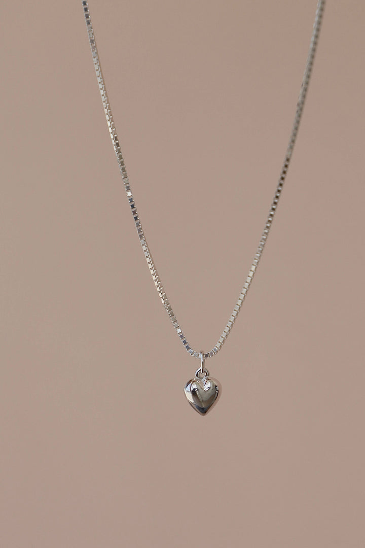 Mini Silver Puff Heart Charm