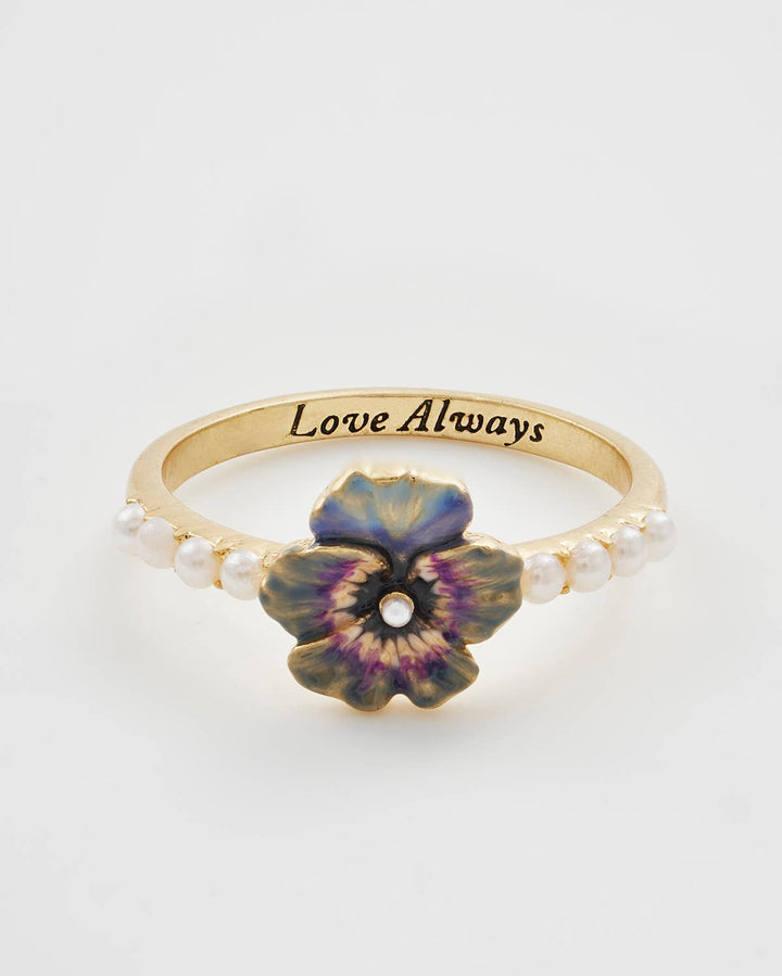 Pansy Pearl Ring, Medium