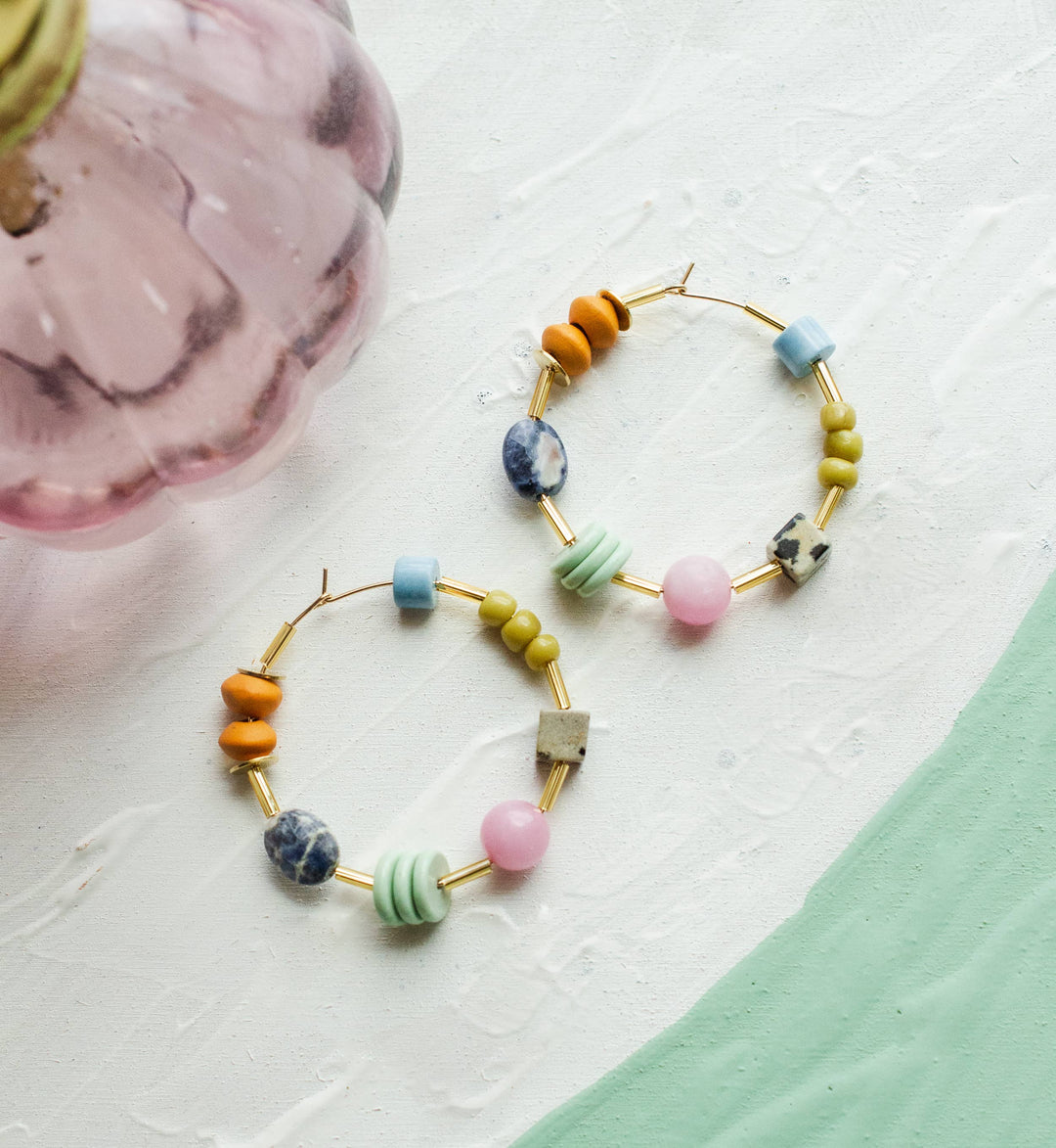Auden Colorful Beaded Hoops