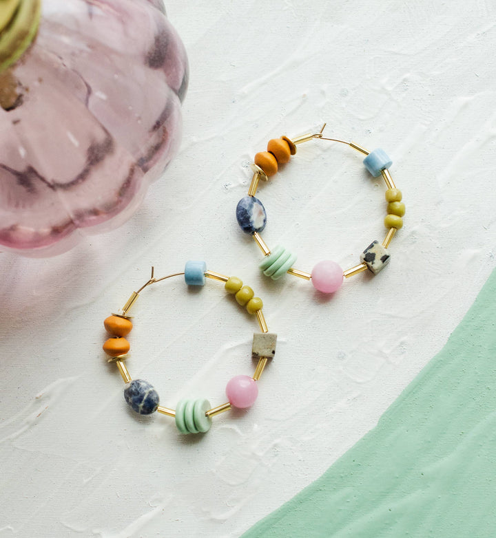 Auden Colorful Beaded Hoops