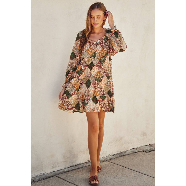 Paisley Diamond Tiered Mini Dress