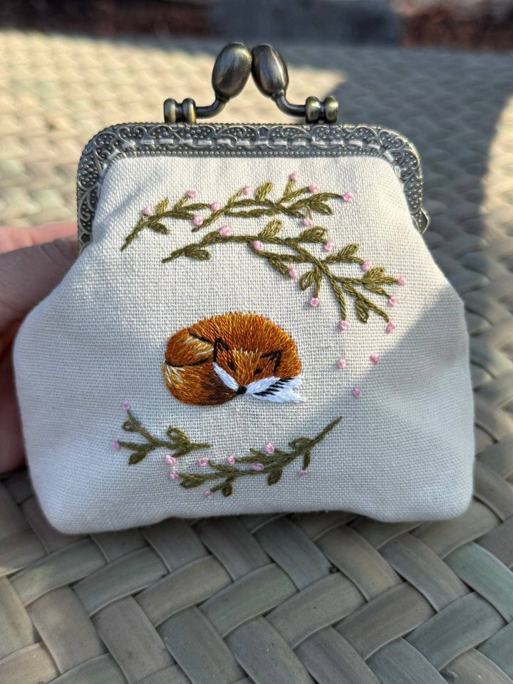 Fox Embroidered Coin Purse  ✅