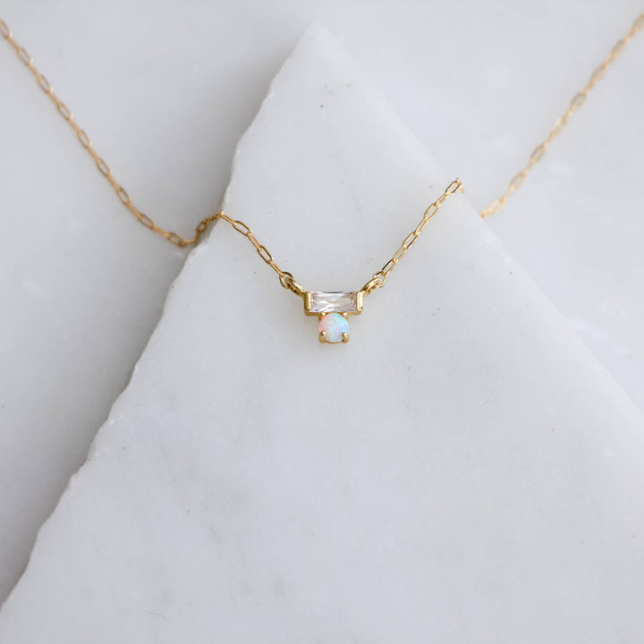 Mini CZ Opal Necklace - Gold Filled 