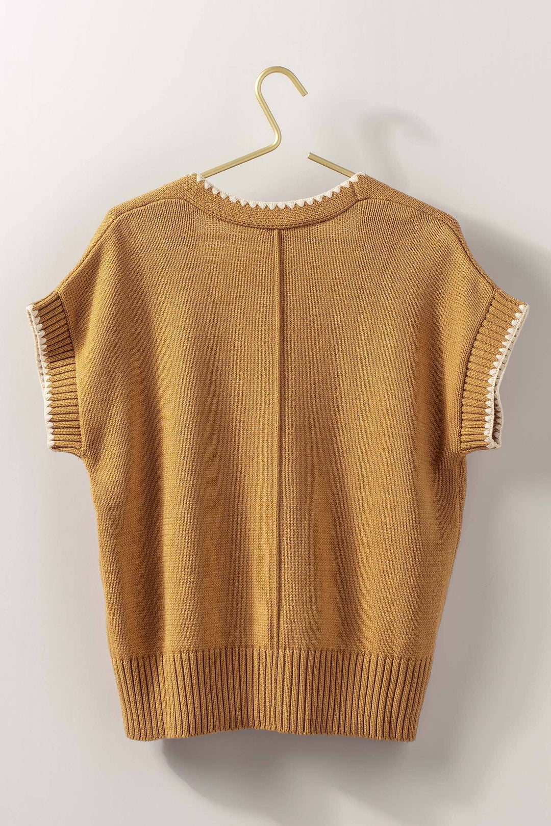 Crochet Trim Tie Front Knit Vest- 2 Colors