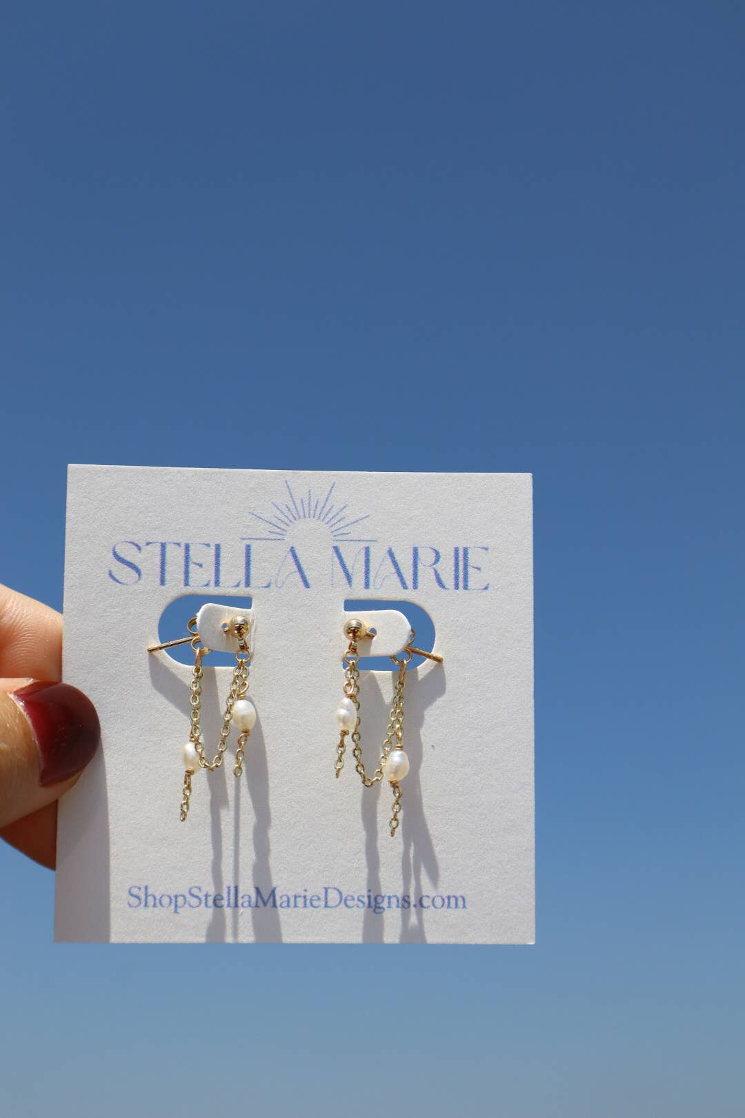 Dainty Pearl Chain Earrings