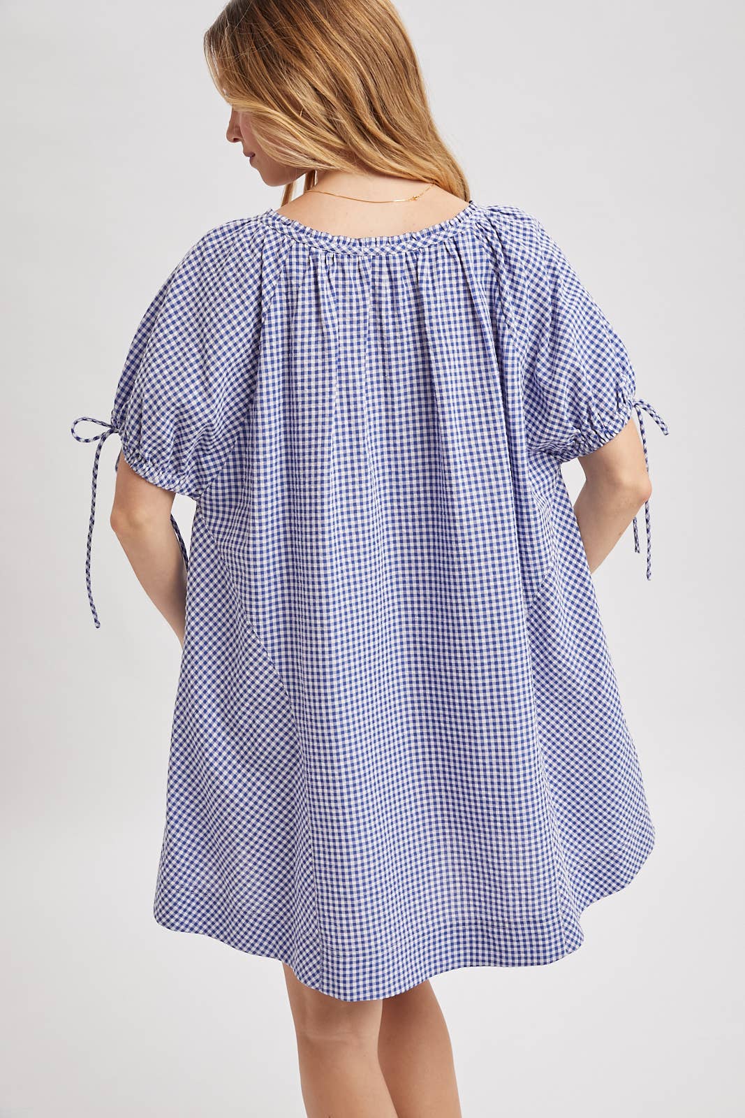Gingham Button-Up Mini Dress