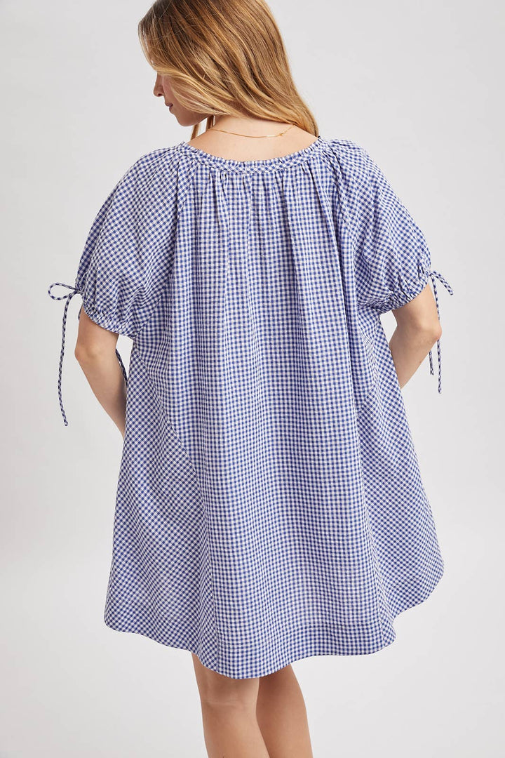 Gingham Button-Up Mini Dress