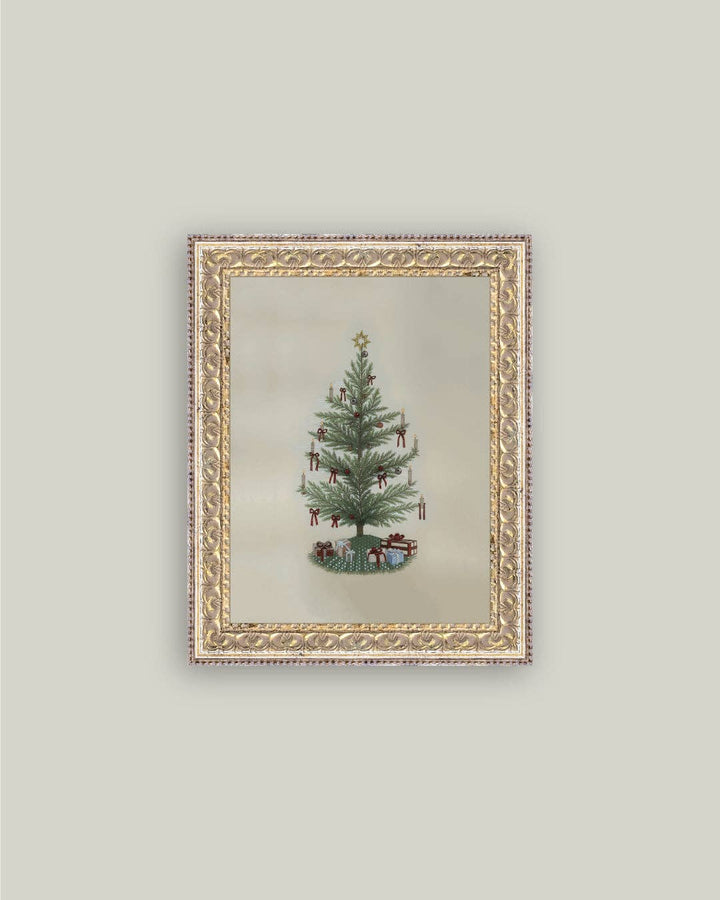 Vintage Tree with Bows Framed Antique Art, 2 Sizes
