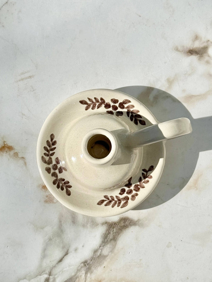 Hand-Painted Margot Candle Holder, Brown