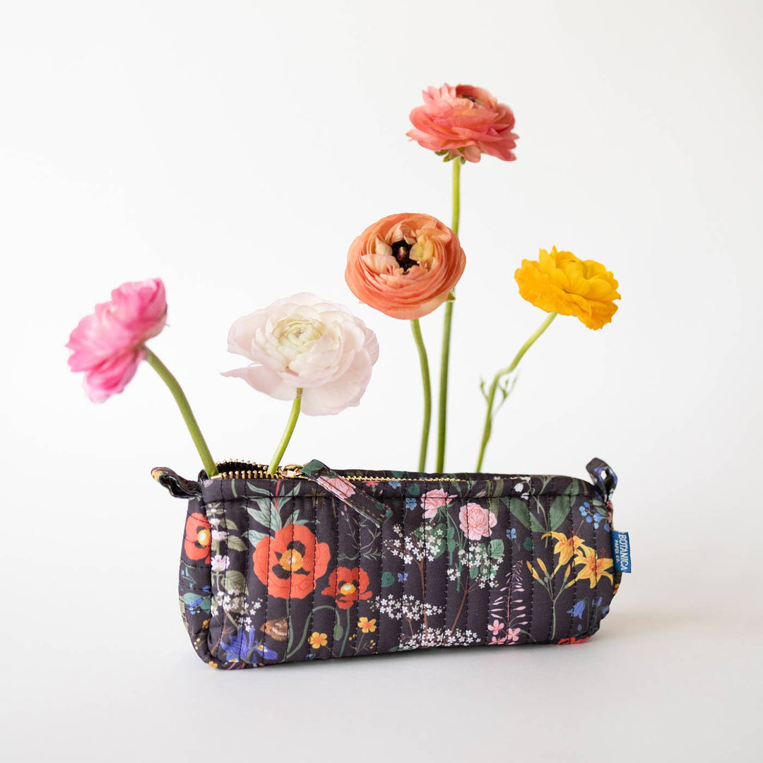 Wild Flowers | Cotton Quilted Pencil Pouch